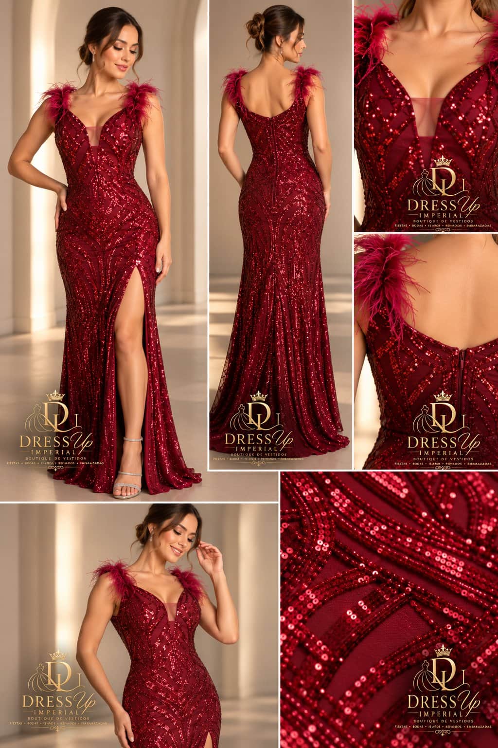 Vestido de gala borgoña talla Mediano DU-R-008